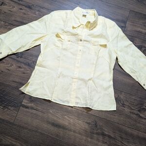 Edward 100 % Irish Linen light Yellow Top Size Large‎